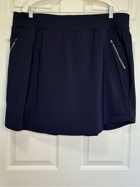 LIVI For Lane Bryant Skort Womens 22/24 Navy Blue Pull On Zip Pockets Summer
